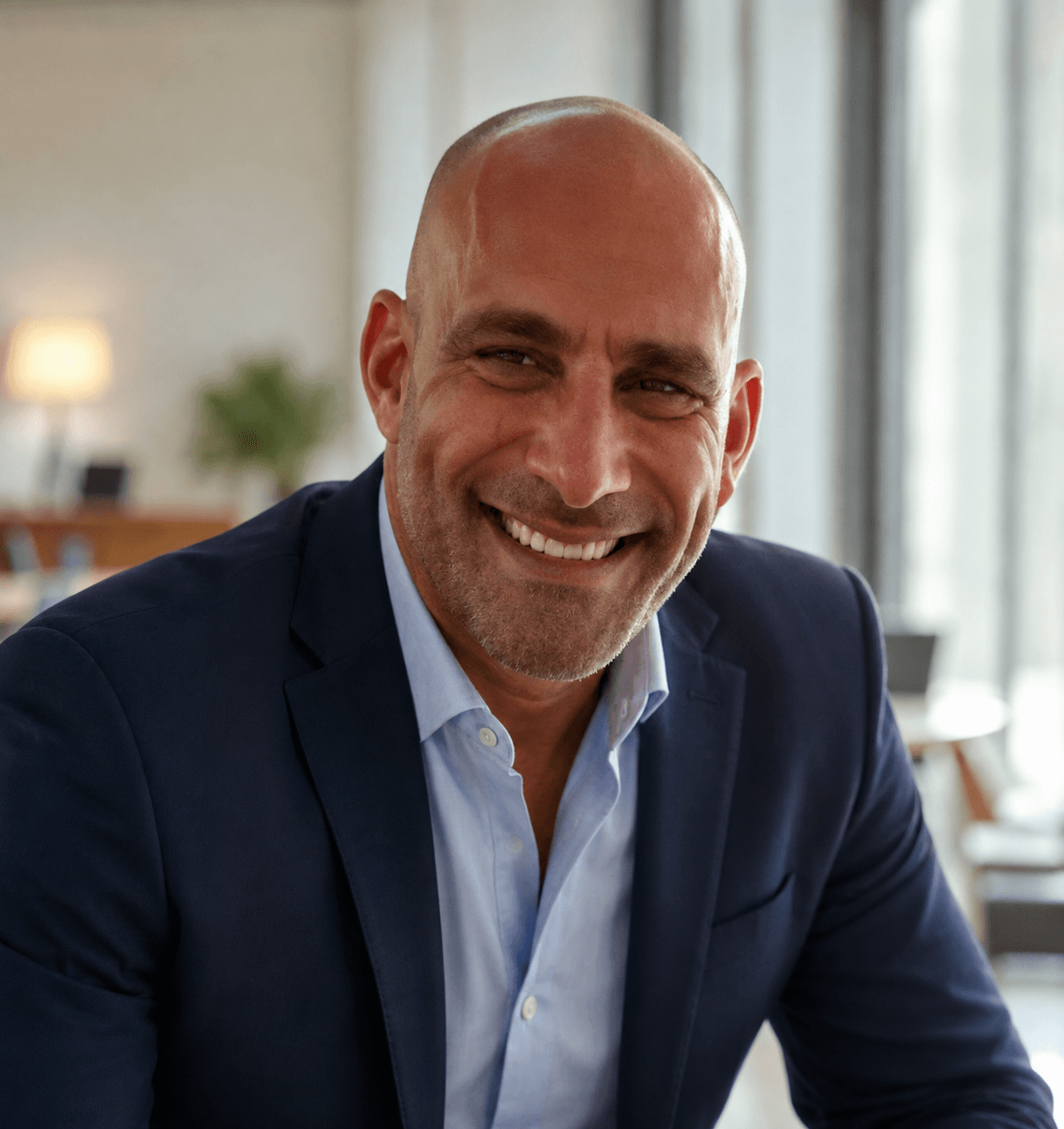 Jeff, founder of MyLottoBoost, smiling in a navy jacket.